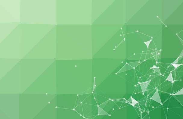 Fondo de espacio poligonal verde abstracto con puntos de conexión a
 - Vector, imagen