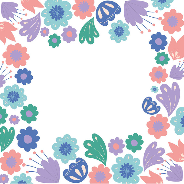 рамка с цветами и листочками
 - Вектор,изображение