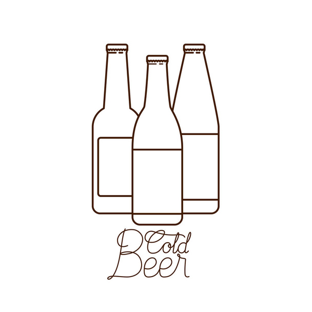 cold beer label isolated icon - Vektör, Görsel