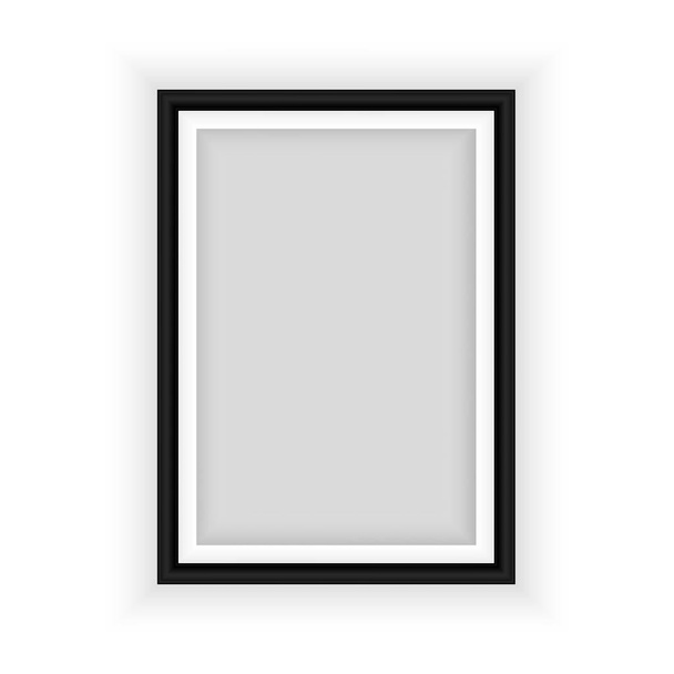 Marco negro realista aislado sobre fondo blanco. Perfecto para tus presentaciones. Ilustración vectorial - Vector, Imagen