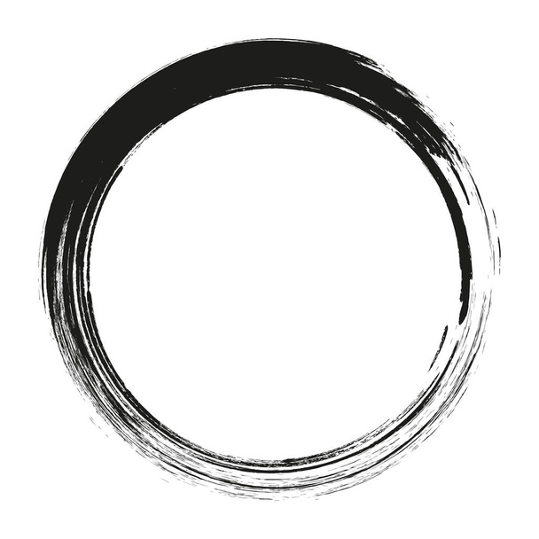 vector brush strokes circles of paint on white background. Ink hand drawn paint brush circle. Logo, label design element vector illustration. Black abstract circle. Frame. - Vector, Image