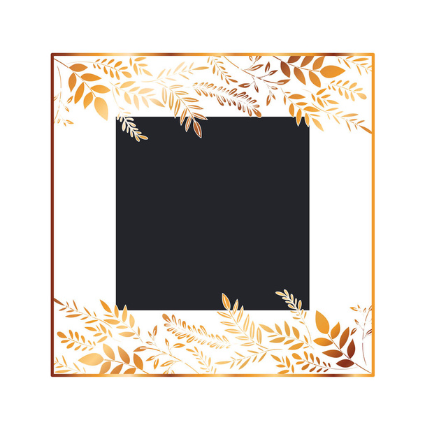 frame with flowers and leafs golden - Vector, Image