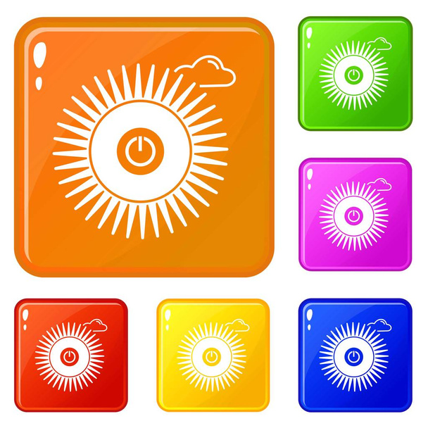 Switch sun off icons set vector color - Vector, Imagen