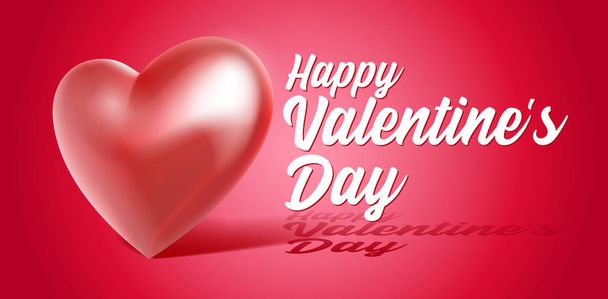 Valentines Day Banner 3D Heart Background. Red, White, Pink. Postcard, Love Message or Greeting Card. Place For Text. Ready For Your Design, Advertising. Vector Illustration. EPS10 - ベクター画像