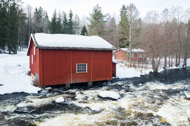 Dam and threshold on the river Jokelanjoki, Kouvola, Finland - Photo, Image