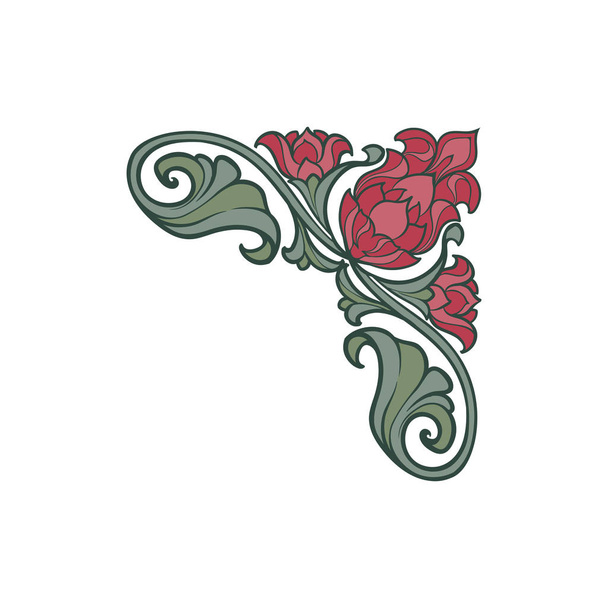 Winieta kącik kwiatowy styl średniowieczny - Wektor, obraz