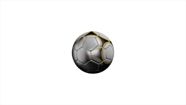 Realistisch leren Voetbal bal draaien op de witte achtergrond. Animatie van een voetbal bal op een witte achtergrond - Video