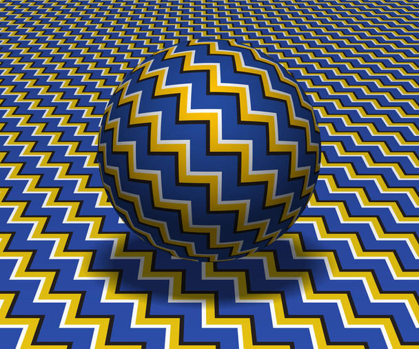 La sphère plane au-dessus de la surface. Objets abstraits avec motif rayures zigzag. Illustration d'illusion optique vectorielle
. - Vecteur, image