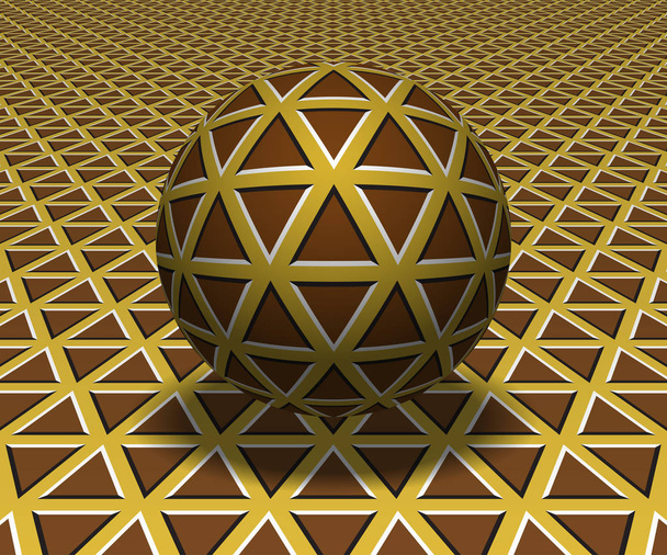 La esfera se cierne sobre la superficie. Objetos abstractos con patrón de triángulos. Ilustración de ilusión óptica vectorial
. - Vector, imagen