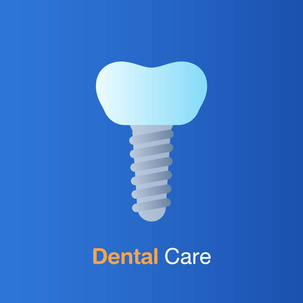 Pojęcie opieki stomatologicznej. Implanty stomatologia, leczenie kanałowe, zapobieganie, sprawdź się i dentystyczna.  - Wektor, obraz