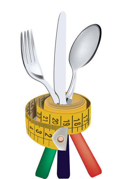 sartorial diet meter and spoon knife fork - Vector, Image