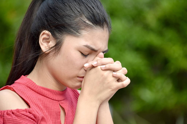 Pretty Filipina Youth In Prayer - Photo, Image