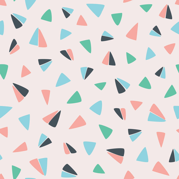 Seamless hand drawn geometric pattern with flying paper plane like triangles. Surface pattern design. - Vector, Image