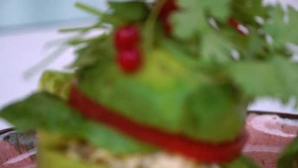 μπιφτέκι από ωμό φαγητό με αβοκάντο και σέλινο - Πλάνα, βίντεο