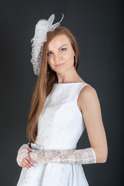 girl in elegant white dress - Zdjęcie, obraz