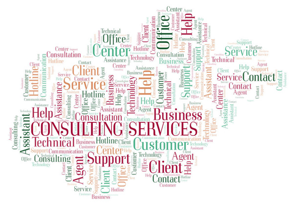 Consulting Services słowo cloud. Projekt wykonany z tylko tekst. - Zdjęcie, obraz