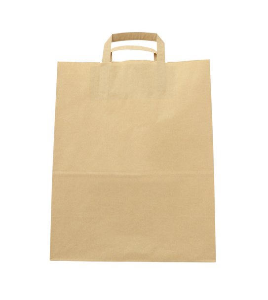 Front paper brown bag on white background. - Photo, Image