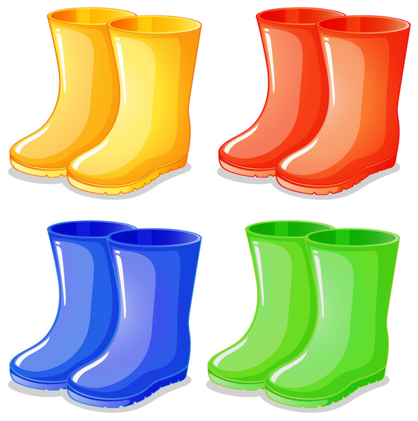 Quatro botas em cores diferentes
 - Vetor, Imagem