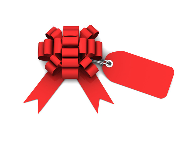 Gift bow with price tag - Zdjęcie, obraz
