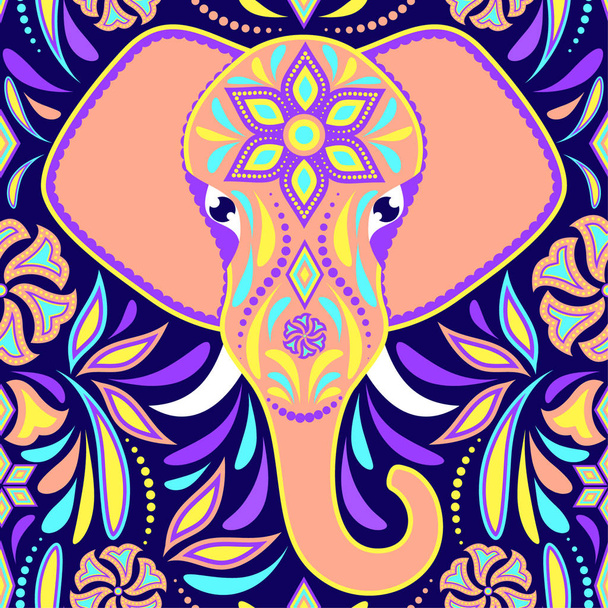 Pattern with elephant - Vektor, kép