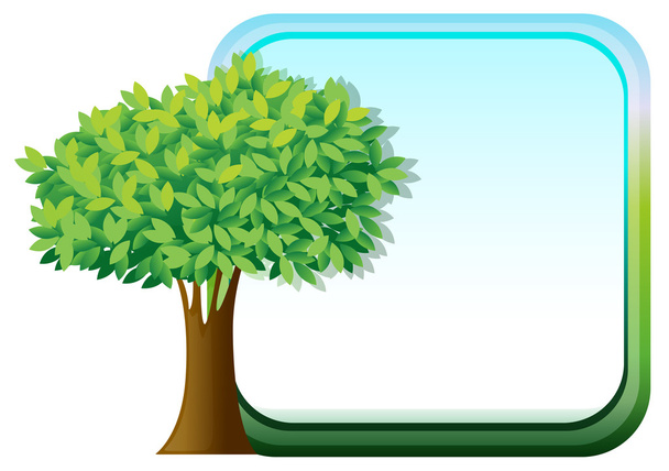 A big green tree beside an empty template - Vector, Image