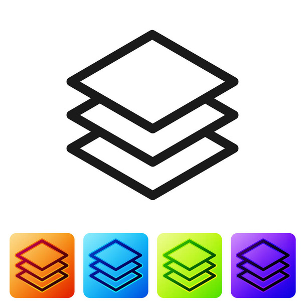 Icona Black Layers isolata su sfondo bianco. Imposta l'icona nei pulsanti quadrati a colori. Illustrazione vettoriale
 - Vettoriali, immagini