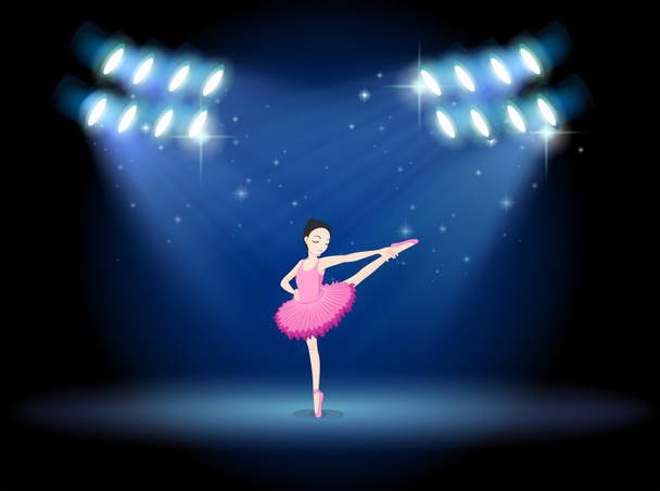 Uma menina dançando balé no palco com holofotes
 - Vetor, Imagem
