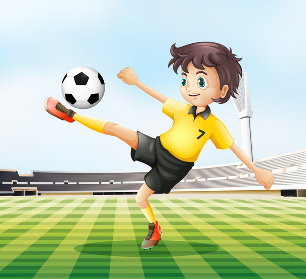 Футболист бьет по мячу
 - Вектор,изображение