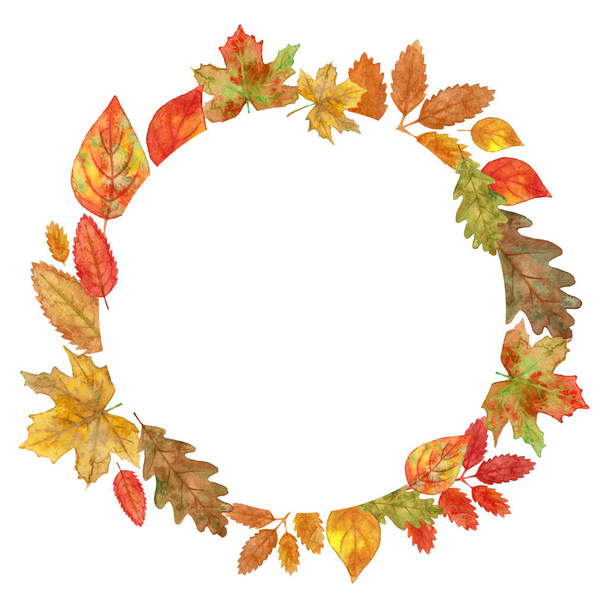 akwarela Jesienna rama jesieni. ręcznie malowane element izolowany - Zdjęcie, obraz