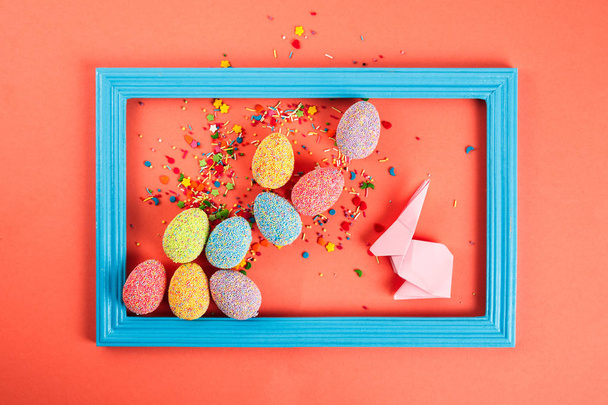 Colorful eggs with frame - 写真・画像
