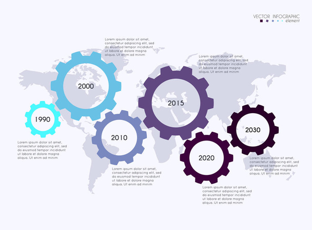Vector info graphic with gears for business presentation - Vector, imagen