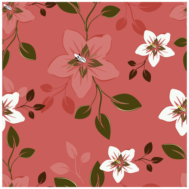 Vector abstract background flowers seamless pattern - Vector, imagen