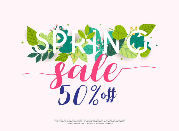 Template for spring sale with floral elements - Vector, imagen