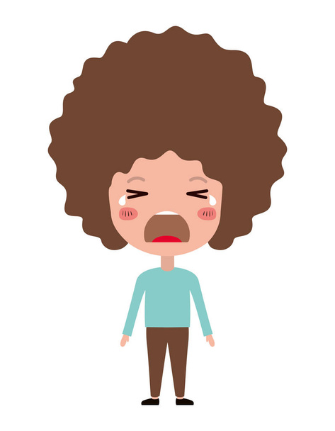 kreslený muž pláč kawaii - Vektor, obrázek