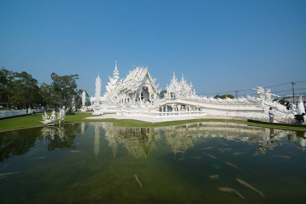 CHIANG RAI PROVINCE, THAILAND Circa february 2016: The famous Wat Rong Khun, known as the White Temple in the Chiang Rai province - Fotoğraf, Görsel