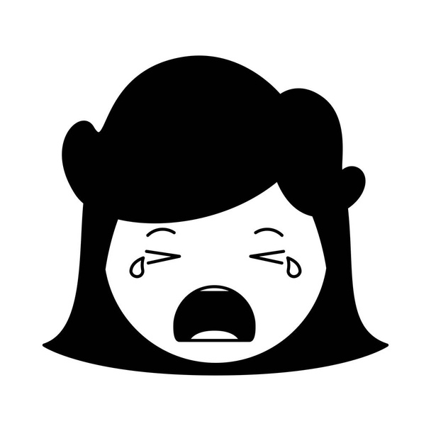 dibujos animados mujer llorando cabeza kawaii carácter
 - Vector, imagen