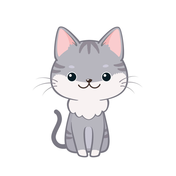 Illustration of cute cartoon cat sitting and smiling  - Вектор, зображення