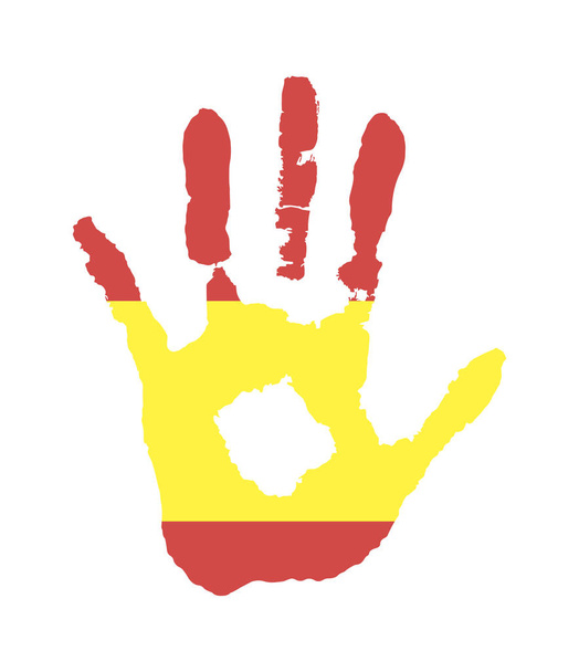 impressão manual vetorial na forma da bandeira da Espanha. amarelo, cor vermelha da bandeira
 - Vetor, Imagem