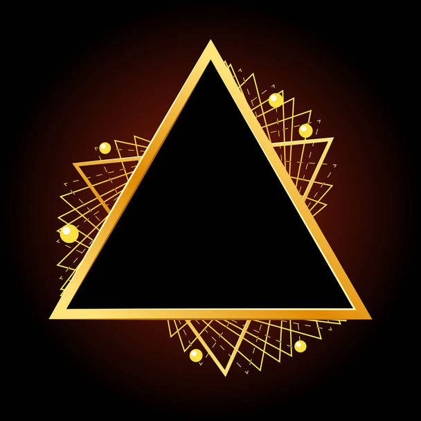Zlatý trojúhelník na černém pozadí. Vektorová ilustrace. - Vektor, obrázek