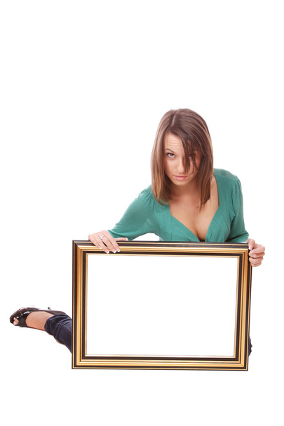fashion woman with a frame - Photo, Image