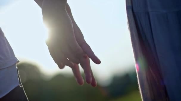 Der Kerl und das Mädchen verbringen gerne Zeit im Freien. ein verliebtes Paar springt und dreht und albert bei Sonnenuntergang im Park herum. - Filmmaterial, Video