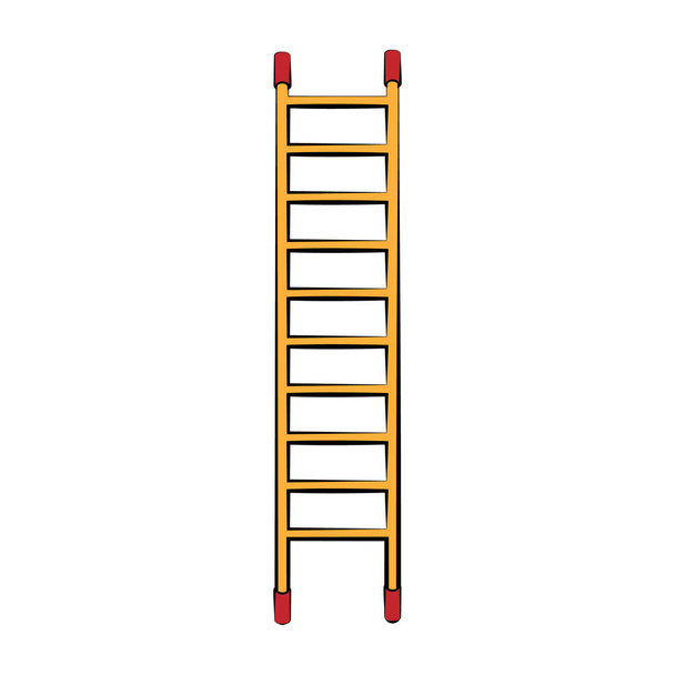 Hoge bruine en rode houten icoon van een fiberglas diëlektrische matrijs ladder met stappen voor elevatie. Bouwgereedschap. Vector illustratie - Vector, afbeelding