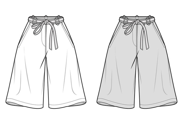 PANTS fashion flat sketch template - Вектор,изображение