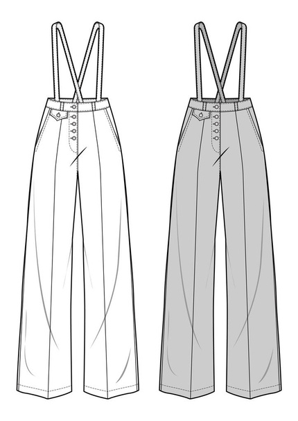 PANTS fashion flat sketch template - Вектор,изображение