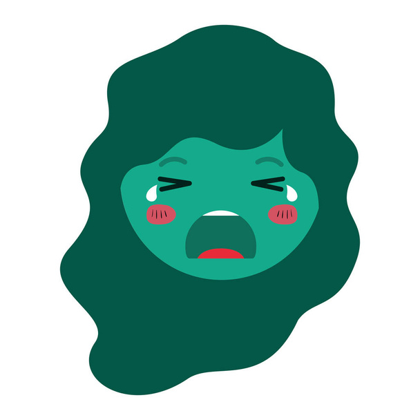 καρτούν γυναίκα κλάμα κεφάλι χαριτωμένο χαρακτήρα - Διάνυσμα, εικόνα