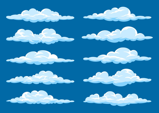 Conjunto de nubes de dibujos animados - Vector, imagen