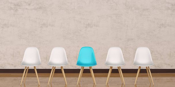 Krzesła w nowoczesnym designie ułożone przed gradientem szary w - Zdjęcie, obraz