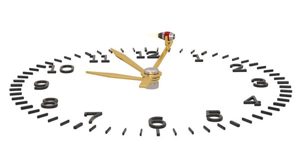 Двигун і годинник ізольовані на білому тлі. 3D ілюстрації
 - Фото, зображення
