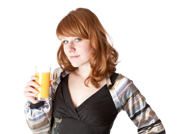 Beautiful girl with juice - Фото, изображение