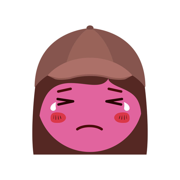 мультяшная женщина, плачущая голова персонажа Кавайи
 - Вектор,изображение